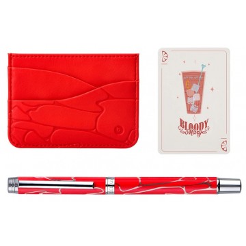 Stylo bille Cocktails Bloody Mary + porte-carte
