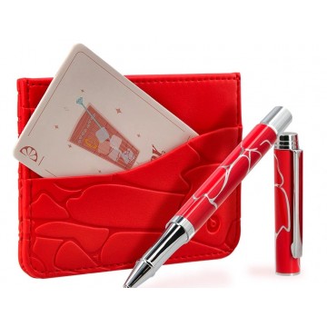 Stylo bille Cocktails Bloody Mary + porte-carte