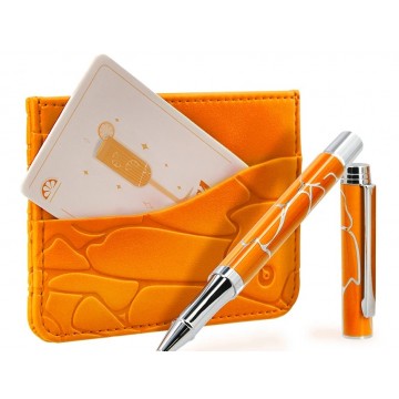 Stylo bille Cocktails Piña Colada + porte-carte