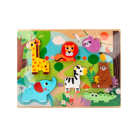 Puzzle à encastrer Animaux 3D en bois