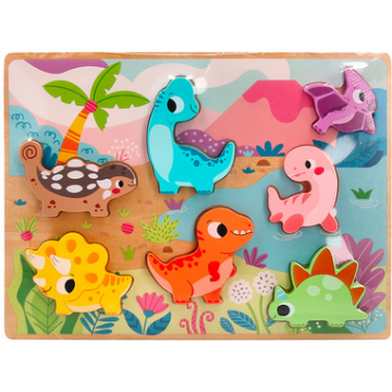 Puzzle à encastrer Dinosaures 3D en bois
