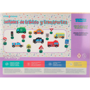 Véhicules et panneaux signalisation en bois 16 pièces