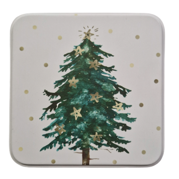 Boîte métallique 10x10x3.5cm Sapin