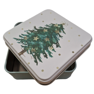 Boîte métallique 10x10x3.5cm Sapin