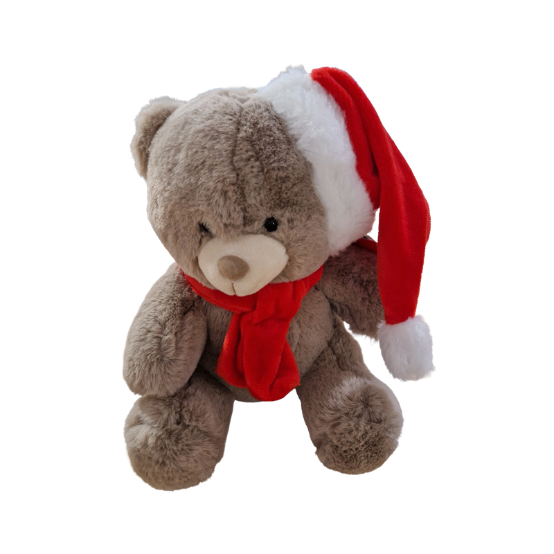 Peluche Ours écharpe bonnet 25cm
