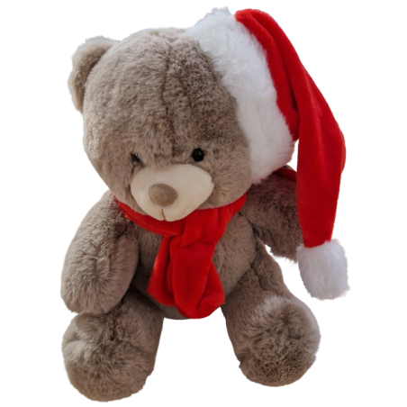 Peluche Ours écharpe bonnet 25cm