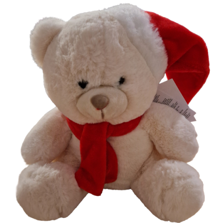 Peluche Ours écharpe bonnet 25cm