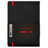 Carnet A5 uni 80g élast. rouge couv. rigide noir 100f