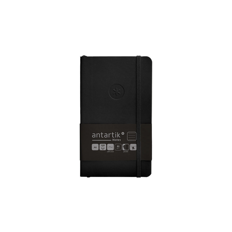 Carnet A6 ligné 80g ferm. élast. couv. souple noir 100f
