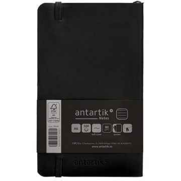 Carnet A6 ligné 80g ferm. élast. couv. souple noir 100f