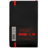 Carnet A6 uni 80g élast. rouge couv. souple noir x100f