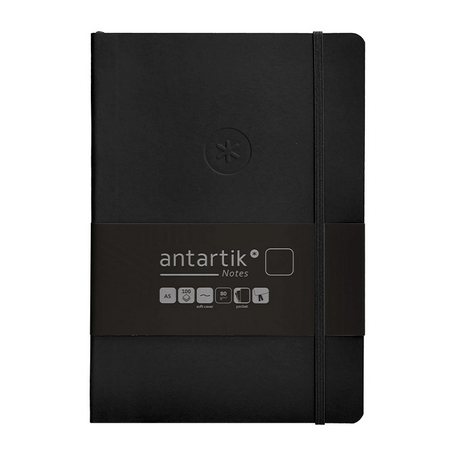 Carnet A5 uni 80g ferm. élast. couv. souple noir 100f