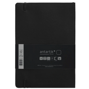 Carnet A5 uni 80g ferm. élast. couv. souple noir 100f
