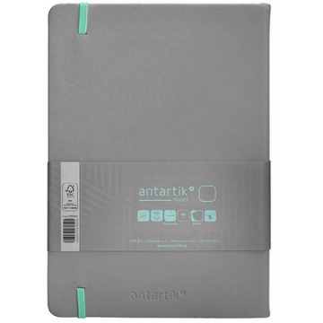 Carnet A5 uni 80g élast. turquoise couv. rigide gris 100f