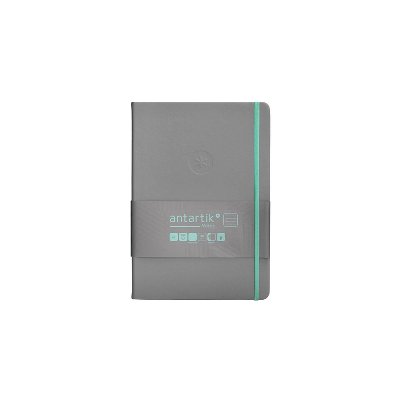 Carnet A5 ligné 80g élast. turquoise couv. rigide gris 100f