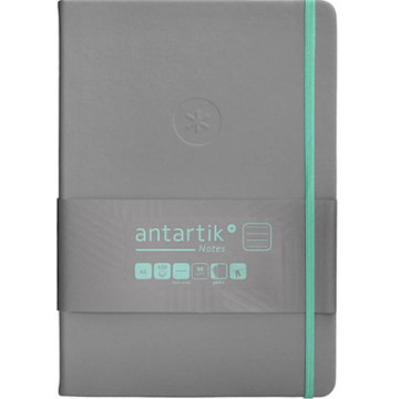 Carnet A5 ligné 80g élast. turquoise couv. rigide gris 100f