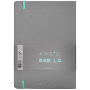 Carnet A5 ligné 80g élast. turquoise couv. rigide gris 100f