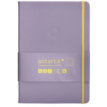 Carnet A5 ligné 80g élast. jaune couv. rigide lilas 100f