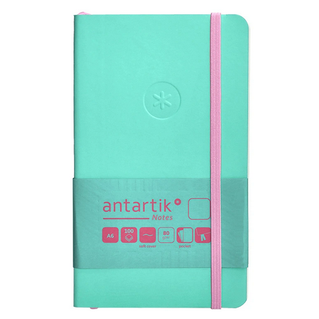 Carnet A6 uni 80g élast. rose couv. souple turquoise x100f