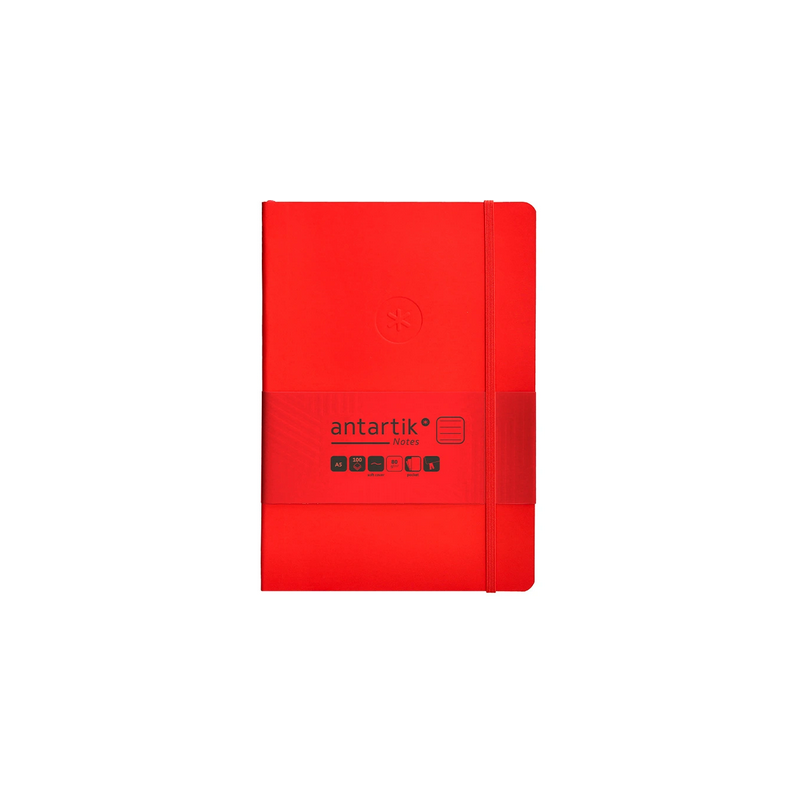 Carnet A5 ligné 80g ferm. élast. couv. souple rouge 100f