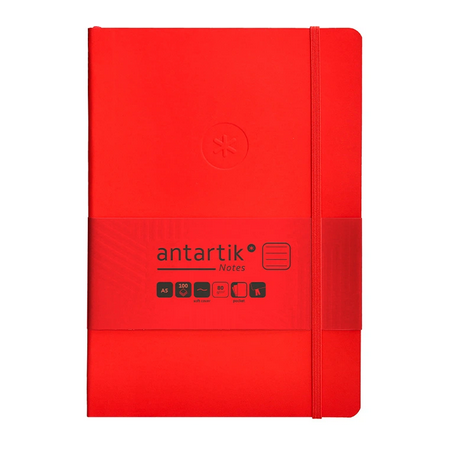 Carnet A5 ligné 80g ferm. élast. couv. souple rouge 100f