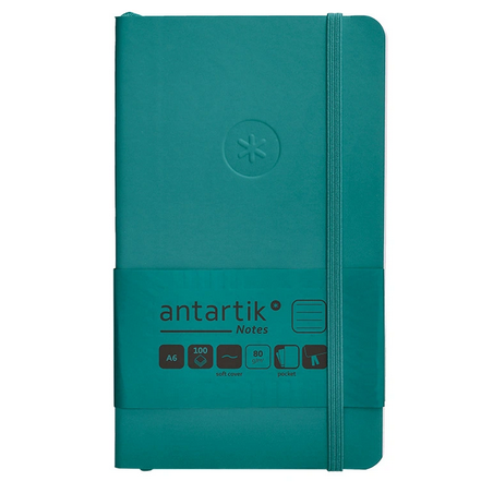 Carnet A6 ligné 80g ferm. élast. couv. souple vert paon x100f