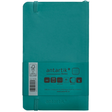 Carnet A6 ligné 80g ferm. élast. couv. souple vert paon x100f