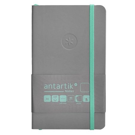 Carnet A6 uni 80g élast. vert menthe couv. souple gris x100f