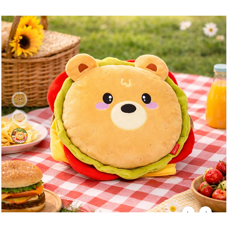 Coussin Super Soft - Teddy Bear Hamburger