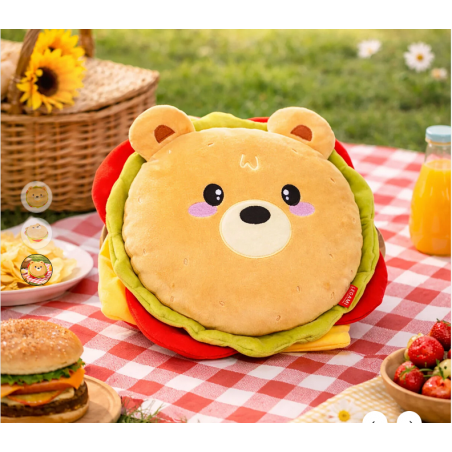 Coussin Super Soft - Teddy Bear Hamburger