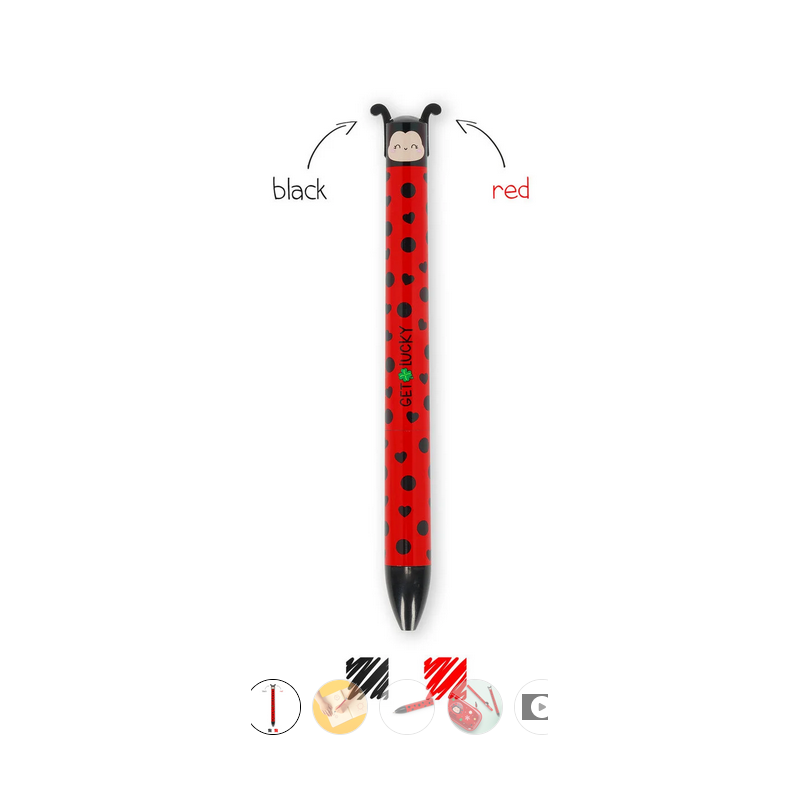 Stylo bille Click&Clack 2 couleurs - Coccinelle
