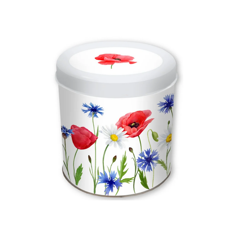 Boîte à thé métal diam. 10cm Mer de fleurs