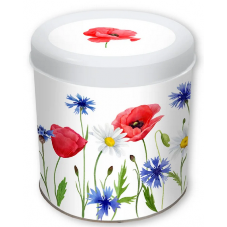 Boîte à thé métal diam. 10cm Mer de fleurs