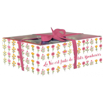 Set 4 tasses + cuillères porcelaine La Vie est faite de Petits Bonheurs