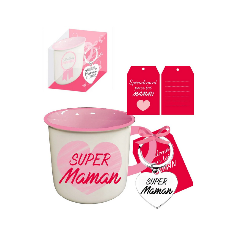 Mug + porte-clés Super Maman