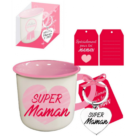 Mug + porte-clés Super Maman