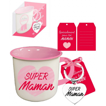 Mug + porte-clés Super Maman