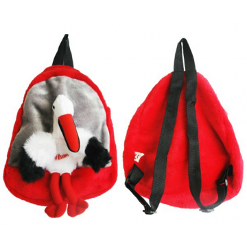 Sac à dos 30cm rouge peluche Cigogne
