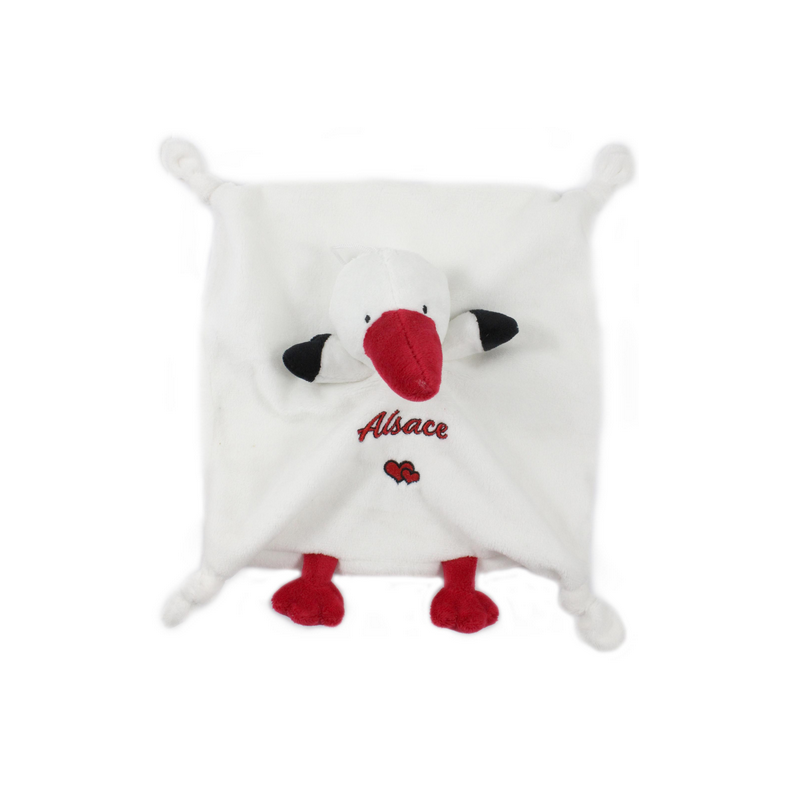 Doudou peluche Cigogne Alsace 24x24cm