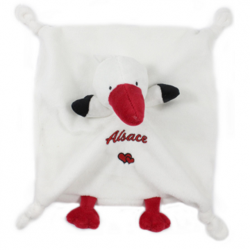 Doudou peluche Cigogne Alsace 24x24cm