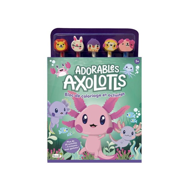 Bloc de coloriage et d'activités - Adorables Axolotls