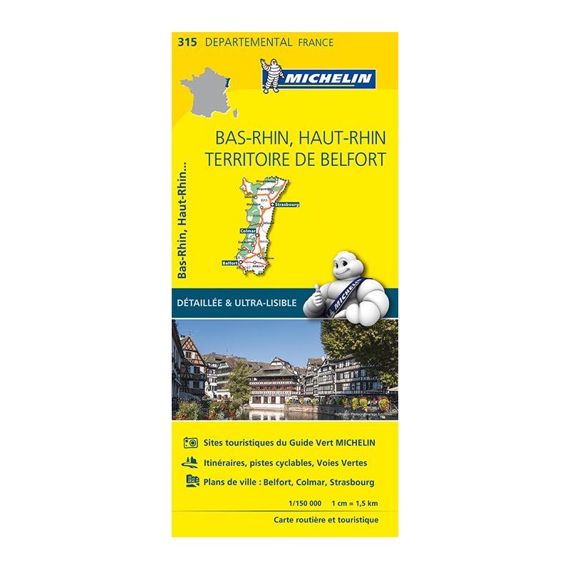 Carte Michelin 315 Dépt 67-68-90