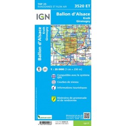 Carte IGN 3520ET Ballon d'Alsace Kruth Giromagny