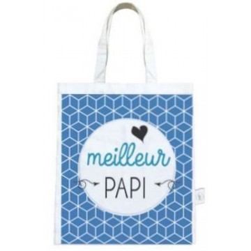 Sac shopping coton 38x44cm Meilleur Papi