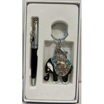 Coffret stylo bille + porte clé Eléphant