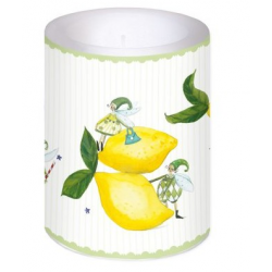 Bougie lanterne 12cm Citron