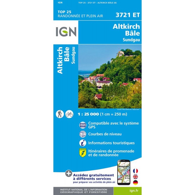 Carte IGN 3721ET Altkirch Bâle Sundgau