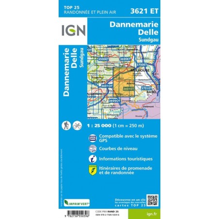 Carte IGN 3621ET Dannemarie Delle Sundgau