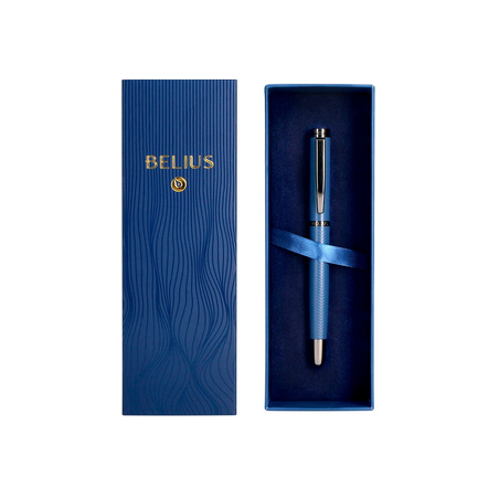 Stylo Bille Bélius Neptuno bleu marine texture ondulée