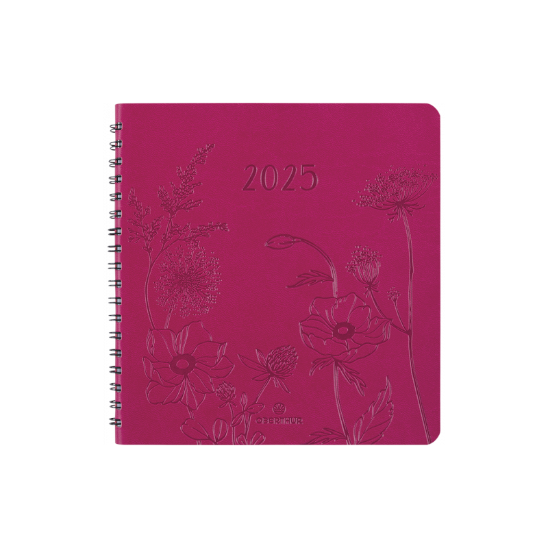 Agenda spir Sem 16x16 Fuschia Primrose 2025